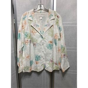 CJ Banks by Christopher & Banks Floral embroidery jacket 100% cotton in size 2X